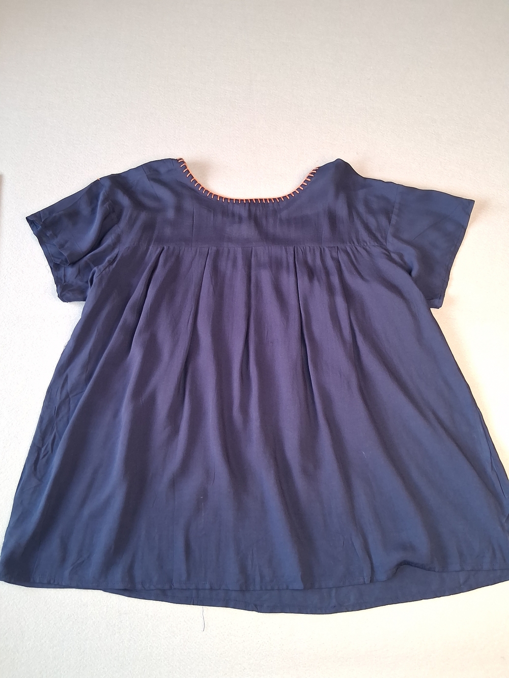 Embroidered Boho Blouse – Navy & Rust Floral (Size XL) NWOT - Picture 8 of 9